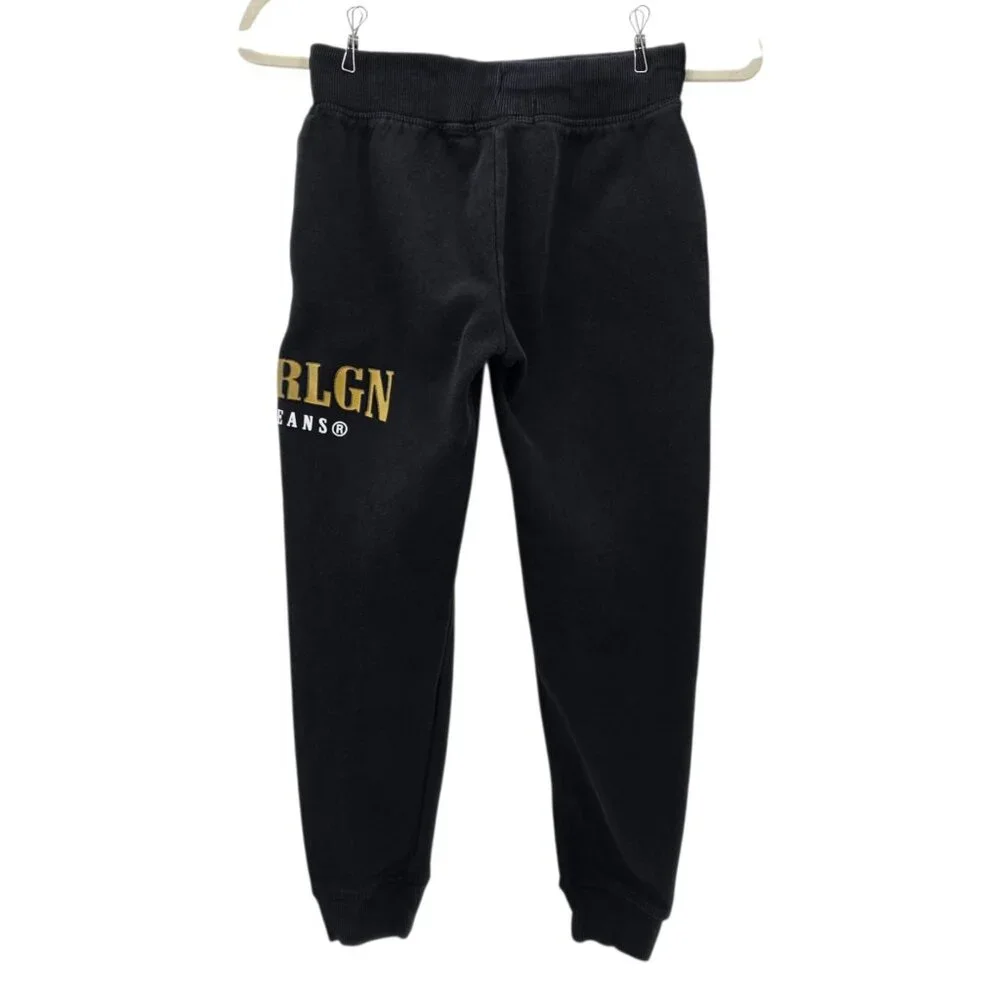 True Religion Boys Medium Joggers Sweatpants Black Spell Out Pockets - Picture 3 of 7